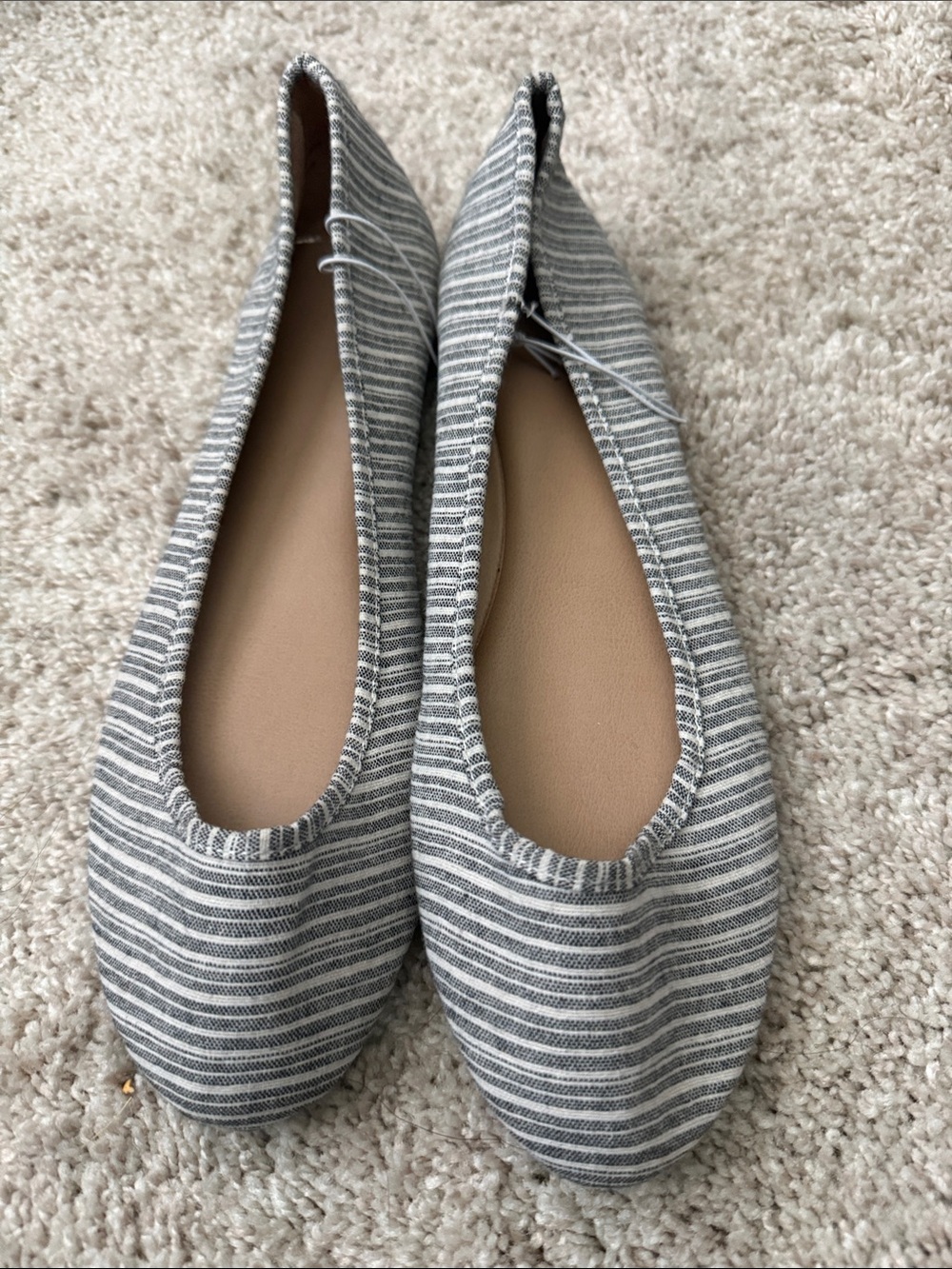Striped Gray & White Women's Flats